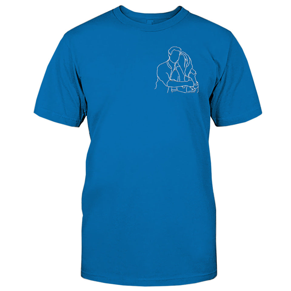 Custom Line Art - Personalized Couple Embroidered T-shirt
