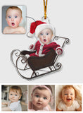 Cute Baby Sled - Personalized Newborn Transparent Ornament