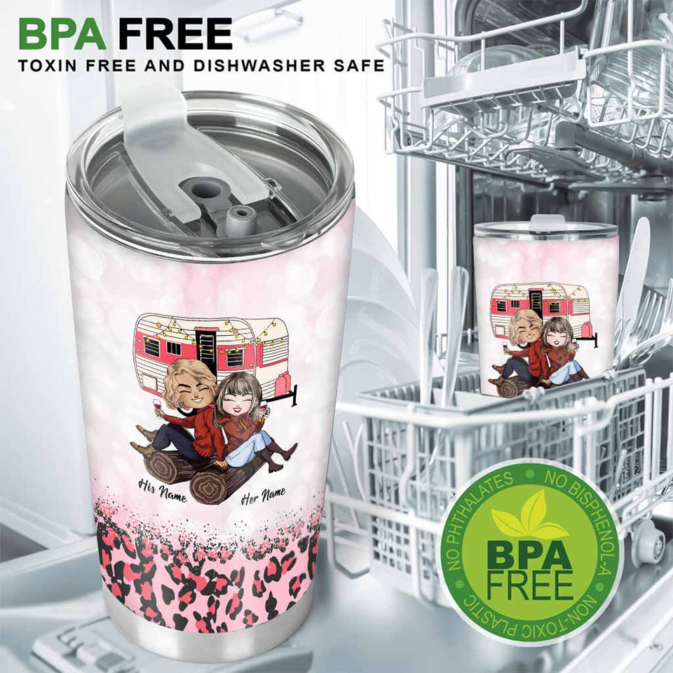 Husband And Wife Camping Couple - Personalized Camping Tumbler
