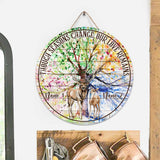 Though Seasons Change - Personalized Couple Hunting Round Wood Sign