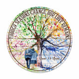 Though Seasons Change - Personalized Couple Round Wood Sign