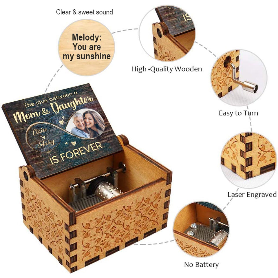 Mother's Love Is Forever - Gift for mom, daughter, son - Personalized Hand Crank Music Box