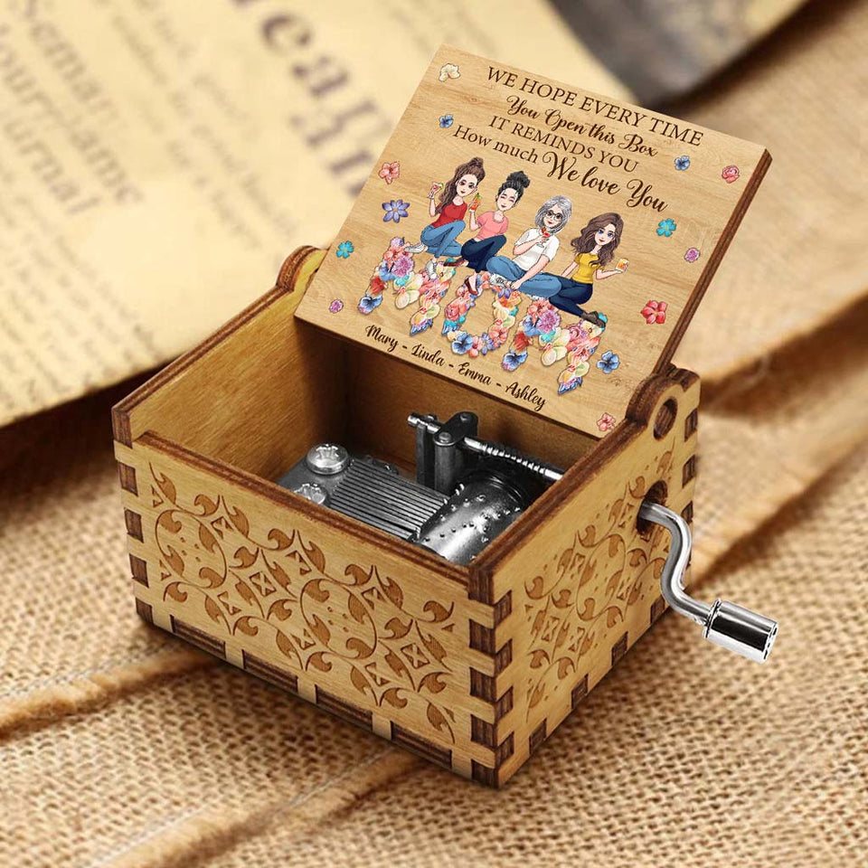 We Love You Floral Mom - Personalized Mother's Day Mother Hand Crank Music Box