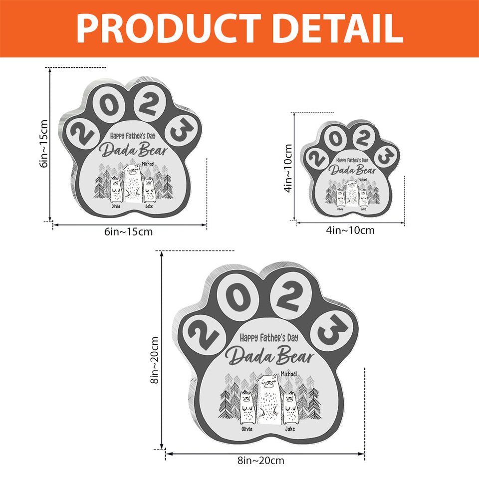 Happy Father's Day Dada Bear - Personalized Father Custom Shaped Acrylic Plaque