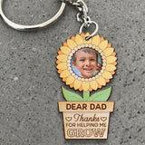 Thanks For Helping Us Grow - Personalized Father Keychain (Printed On Both Sides)