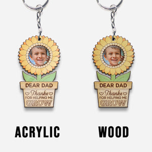 Thanks For Helping Us Grow - Personalized Father Keychain (Printed On Both Sides)