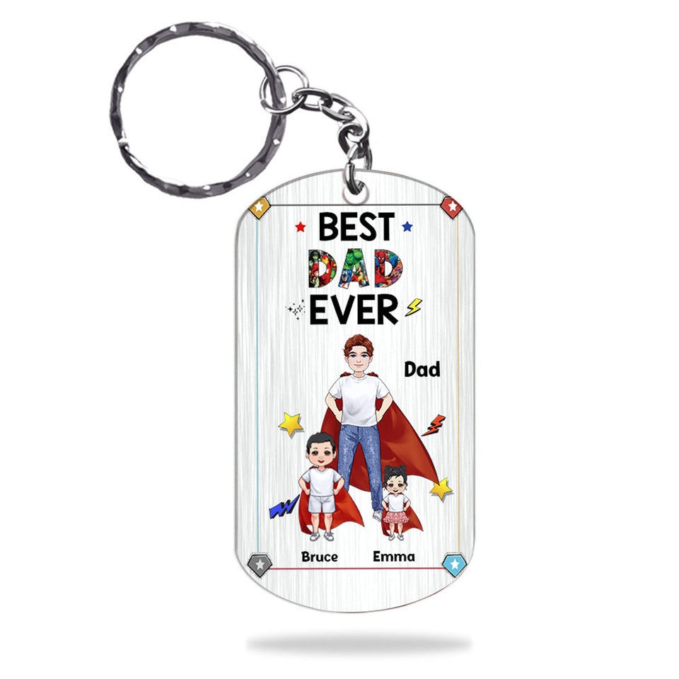 Super Dad Super Mom - Personalized Mother’s Day Father's Day Father Stainless Steel Keychain