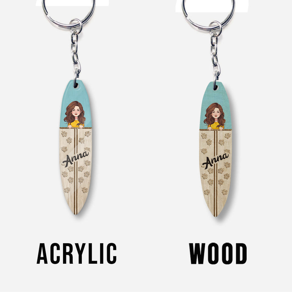 Love Surfing - Personalized Surfing Keychain (Printed On Both Sides)