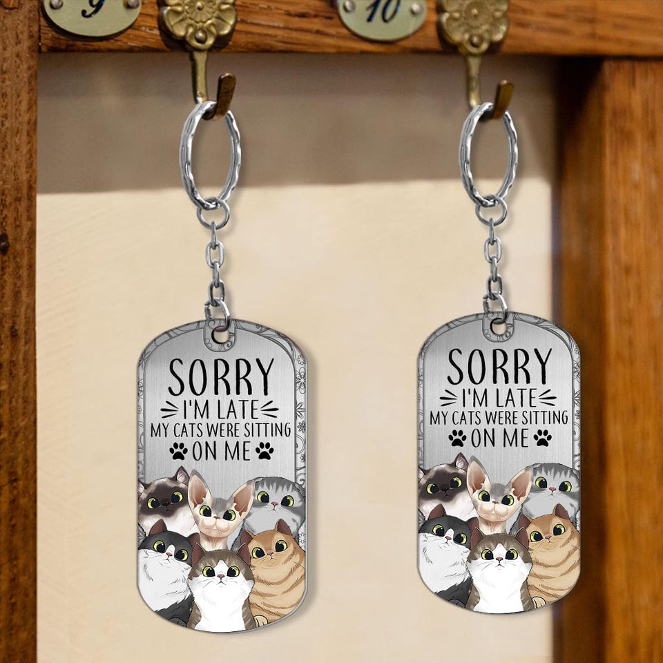 Sorry I'm Late - Personalized Cat Stainless Steel Keychain