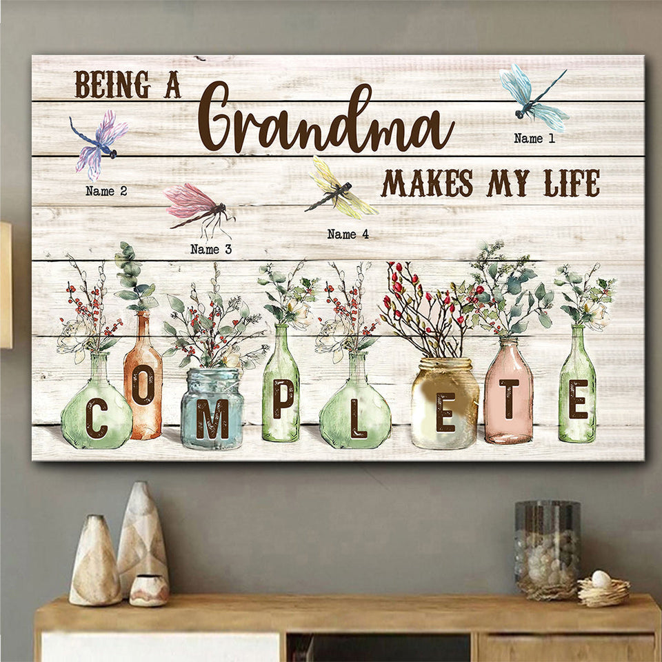 My Life Complete - Personalized Grandma Canvas And Poster