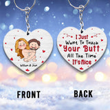 I Just Want To Touch It - Personalized Couple Transparent Keychain