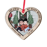My Heart Is Wherever You Are - Personalized Christmas Couple Layered Wood Ornament