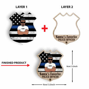 Santa's Favorite Police Officer - Personalized Christmas Layered Wood Ornament