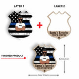 Santa's Favorite Police Officer - Personalized Christmas Layered Wood Ornament