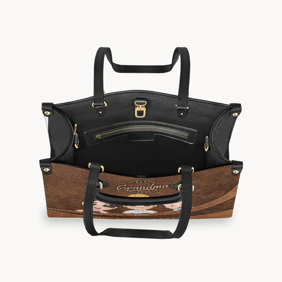 Best Grandma Ever - Personalized Grandma Leather Handbag