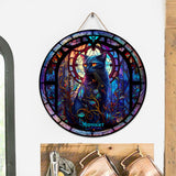 Black Cat - Personalized Black Cat Round Wood Sign