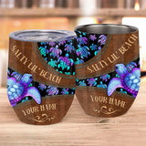 Salty Lil' Beach - Personalized Turtle Wine Tumbler