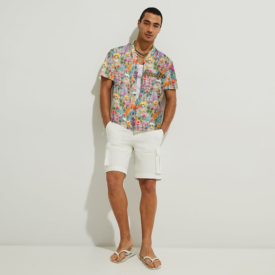 Floral Skeleton - Personalized Skull Hawaiian Shirt