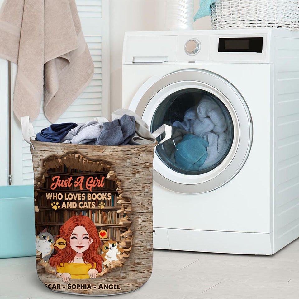 Love Books And Cats - Personalized Book Storage Basket