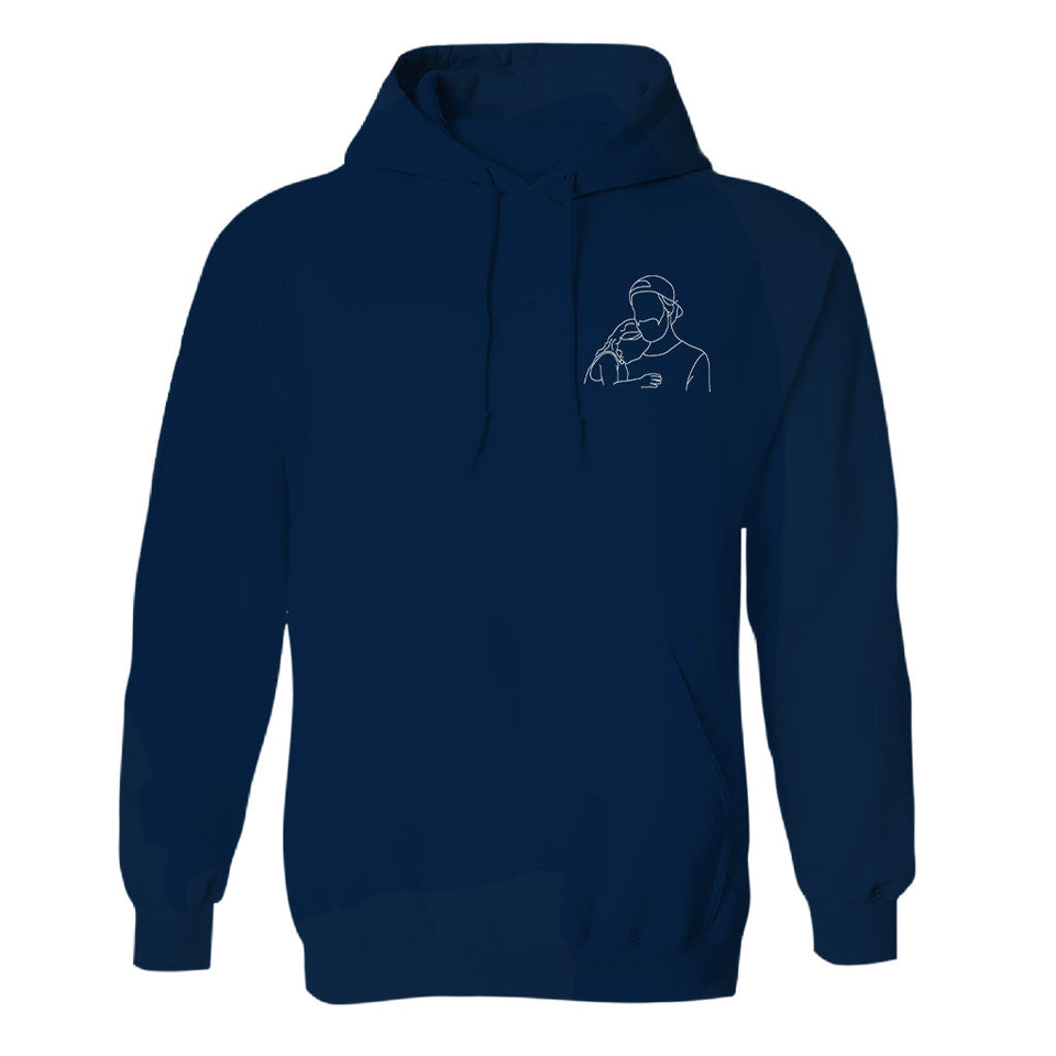 Custom Line Art - Personalized Uncle Embroidered Hoodie