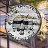 Let The Adventure Begin - Camping Personalized Round Wood Sign