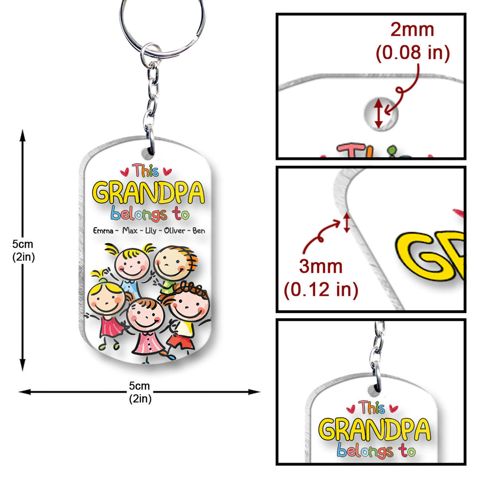 This Grandpa Belongs To - Gift for grandpa, grandma, mom, dad, uncle, aunt, brother, sister - Personalized Keychain