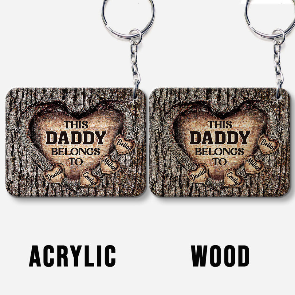 This Dad Belongs To - Gift for dad, grandma, grandpa, mom, uncle, aunt, brother, sister - Personalized Keychain