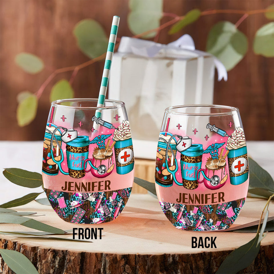 Nurse Life - Nurse gift for mom, her, wife, girlfrend - Personalized All Over Wine Glass