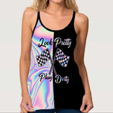 Look Pretty Play Dirty  - Racing Cross Tank Top