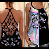 Look Pretty Play Dirty  - Racing Cross Tank Top