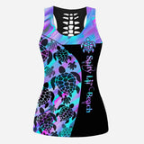 Salty Lil' Beach - Turtle Leggings And Hollow Tank Top