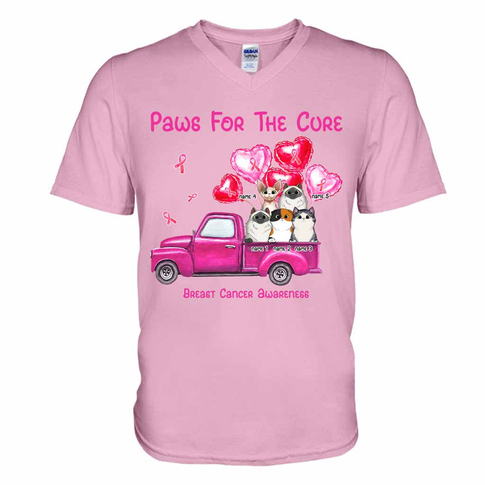 Paws For The Cure - Breast Cancer Awareness Personalized T-shirt And Hoodie