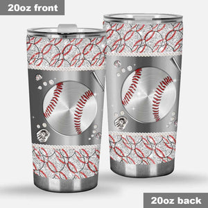 Sport - Baseball Faux Glitter Print Tumbler