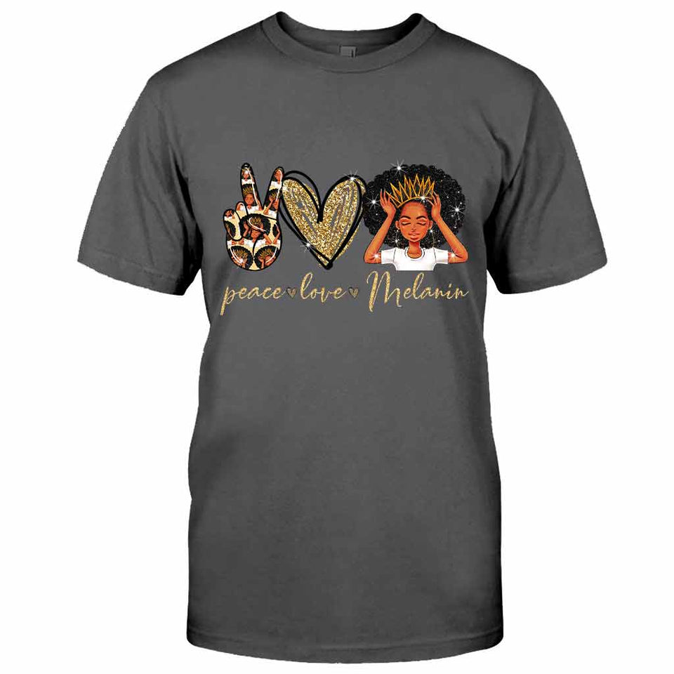 Melanin -African American T-shirt and Hoodie With Faux Glitter Print 1121
