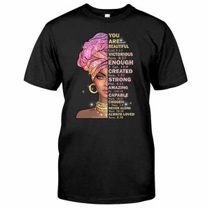 You Are Beautiful - African American T-shirt and Hoodie With Faux Glitter Print 1121