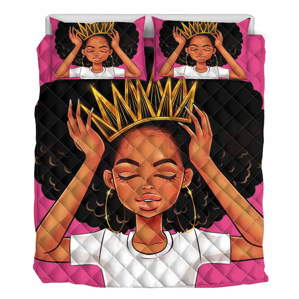 Black Queen - Personalized African American Quilt Set 1121
