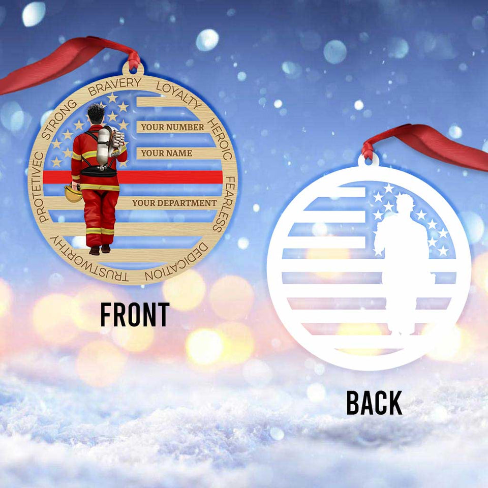 Firefighter - Personalized Christmas Firefighter Transparent Ornament