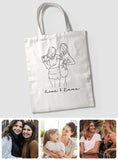 Custom Photo Line Art - Personalized granddaughter Embroidered Tote Bag