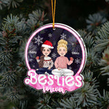 Besties Forever Glitter Pink - Personalized Bestie Transparent Ornament