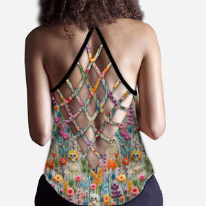 Floral Skeleton - Personalized Skull Cross Tank Top