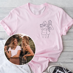 Custom Line Art - Personalized Daughter Embroidered T-shirt