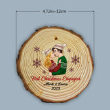 First Christmas Engaged - gift for boyfriend, girlfriend - Personalized Slice Wood Ornament
