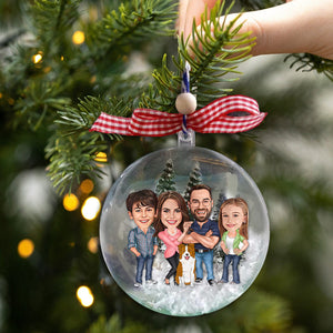 Funny Caricature Portrait - Personalized Family Snow Globe Ornament