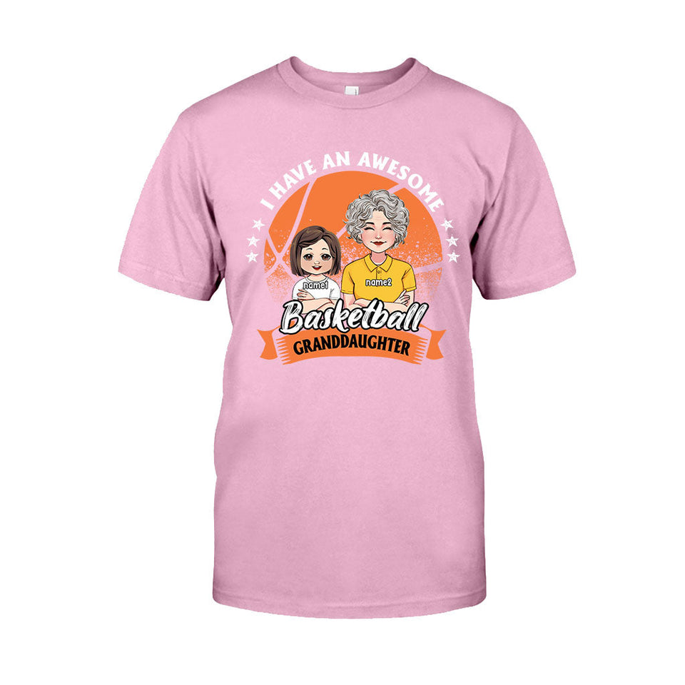 Awesome Basketball Granddaughter - Personalized Basketball T-shirt And Hoodie