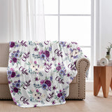 Custom Dog Name Purple Flowers - Personalized Dog Blanket