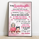 To My Granddaughter - Personalized Grandma Canvas And Poster