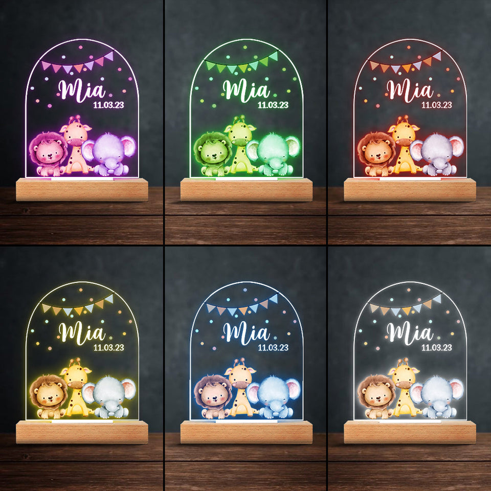 Nursery Gift For Newborn - Personalized Kid Shaped Plaque Light Base