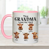 Grandma/ Nana/ Mimi... Loves Her Herd - Personalized Grandma Accent Mug