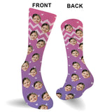 Custom Face Purple Pattern - Personalized granddaughter Socks