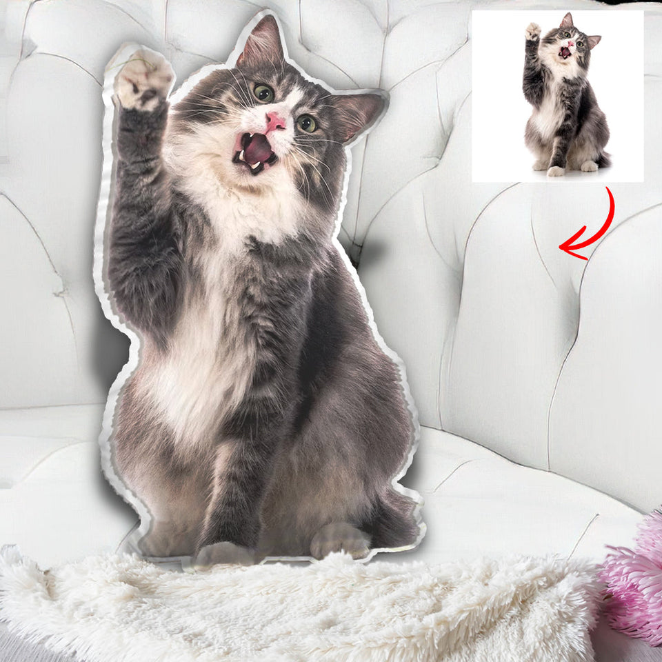 Custom Photo Humanoid - Personalized Cat Shaped Pillow